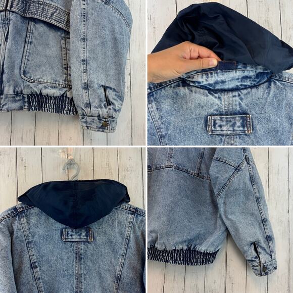 VTG 80's Hugo Valentino Acid Wash Sherpa Lined Denim Trucker Jacket Size Large - Picture 11 of 15